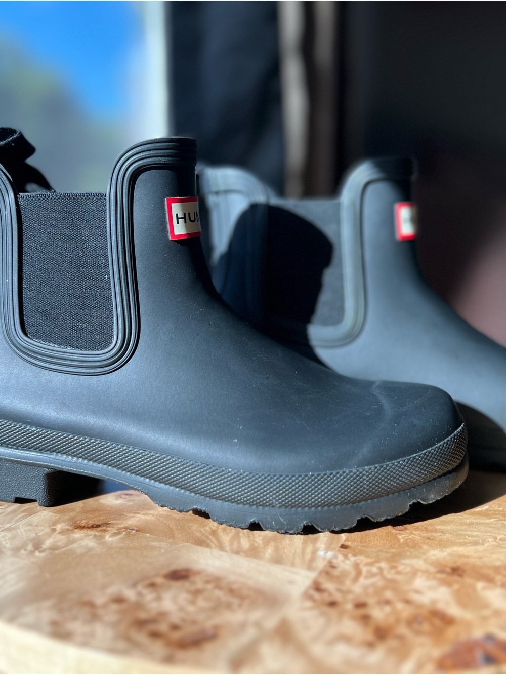 Hunter Black Chelsea Rain Ankle Boots